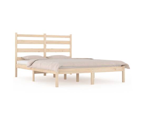 Cadru de pat, 140x190 cm, lemn masiv de pin, 2 image
