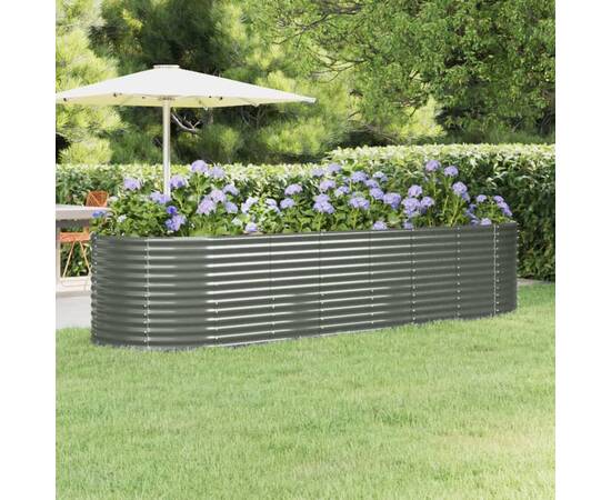 Jardinieră grădină gri 322x100x68 cm oțel vopsit electrostatic