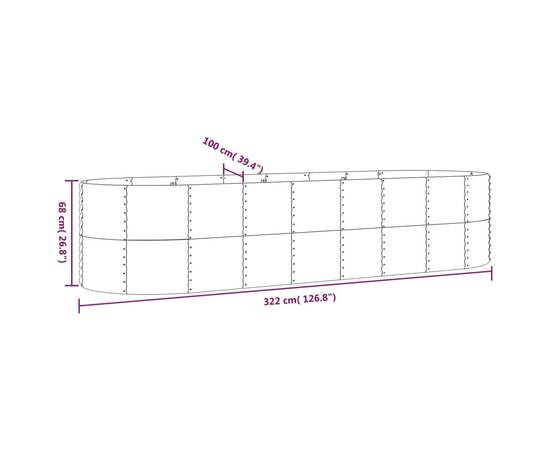 Jardinieră grădină gri 322x100x68 cm oțel vopsit electrostatic, 6 image