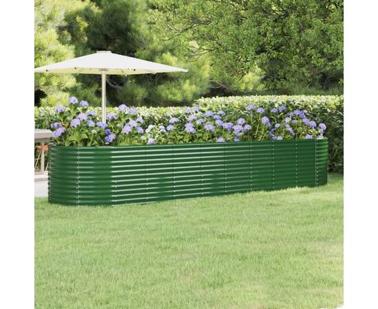 Jardinieră grădină verde 396x100x68cm oțel vopsit electrostatic