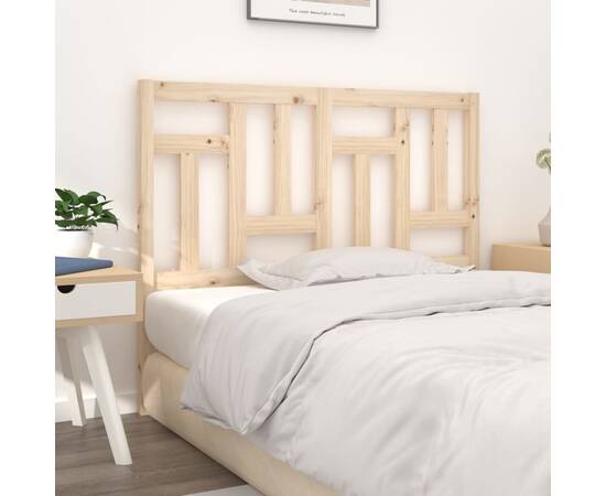 Tăblie de pat, 125,5x4x100 cm, lemn masiv de pin, 4 image