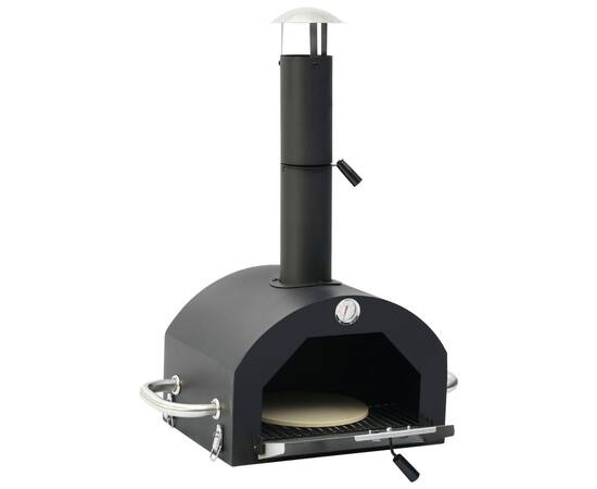 Cuptor de pizza și grătar 3-în-1 de exterior, negru, 9 image