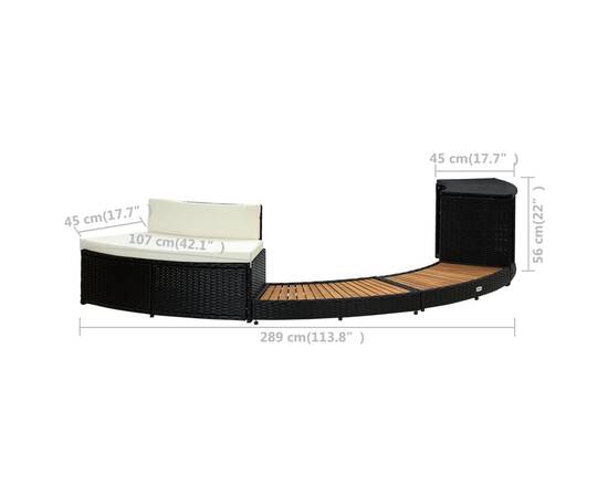 Mobilier de împrejmuire spa, negru, poliratan și lemn de acacia, 9 image