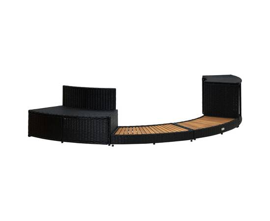 Mobilier de împrejmuire spa, negru, poliratan și lemn de acacia, 6 image