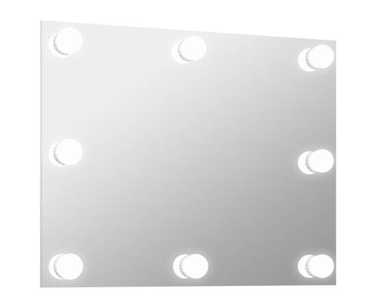 Oglindă de perete lumini led fără ramă sticlă dreptunghiulară, 2 image