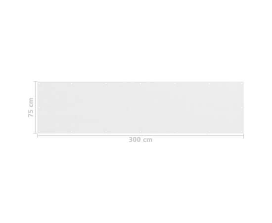 Paravan de balcon, alb, 75x300 cm, hdpe, 5 image
