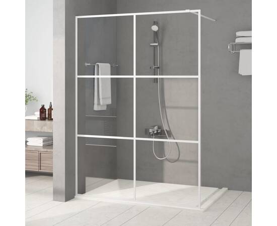 Paravan duș walk-in, alb, 140x195 cm, sticlă esg transparentă