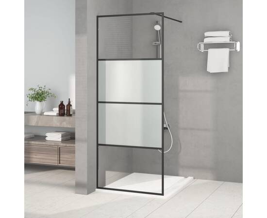 Perete cabină duș walk-in negru 80x195 cm sticlă esg semi-mată