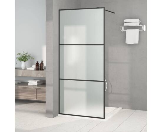 Perete cabină duș walk-in negru 90x195 cm sticlă esg mată