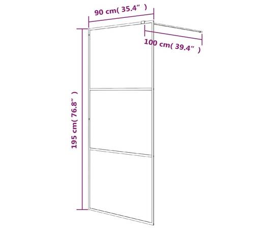 Perete cabină duș walk-in negru 90x195 cm sticlă esg mată, 7 image