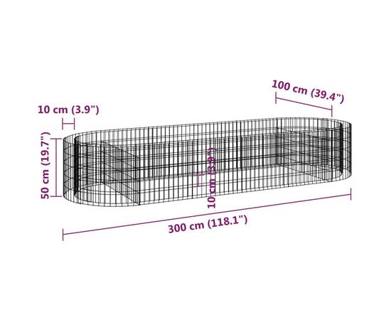 Strat înălțat gabion, 300x100x50 cm, fier galvanizat, 8 image