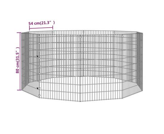 Cușcă pentru iepuri, 10 panouri, 54x80 cm, fier galvanizat, 8 image