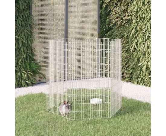 Cușcă pentru iepuri, 6 panouri, 54x100 cm, fier galvanizat