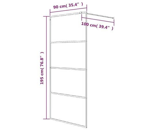 Paravan duș walk-in, alb, 90x195 cm, sticlă esg transparentă, 7 image