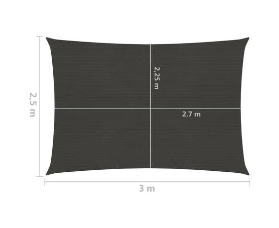 Pânză parasolar, antracit, 2,5x3 m, hdpe, 160 g/m², 6 image