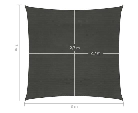 Pânză parasolar, antracit, 3 x 3 m, hdpe, 160 g/m², 6 image