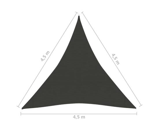 Pânză parasolar, antracit, 4,5x4,5x4,5 m, hdpe, 160 g/m², 6 image