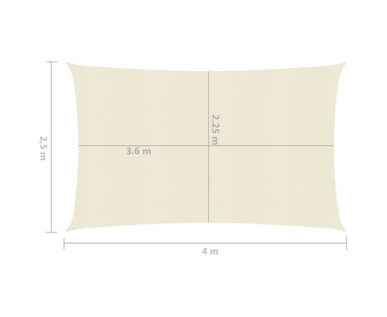 Pânză parasolar, crem, 2,5 x 4 m, hdpe, 160 g/m², 6 image