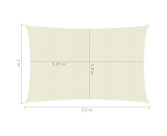 Pânză parasolar, crem, 2x3,5 m, hdpe, 160 g/m², 6 image