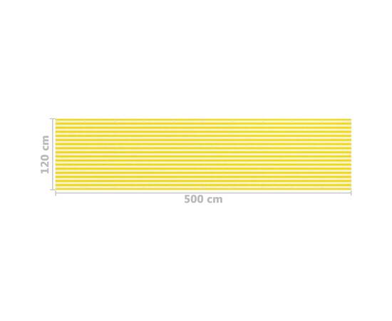 Paravan de balcon, galben și alb, 120x500 cm, hdpe, 5 image