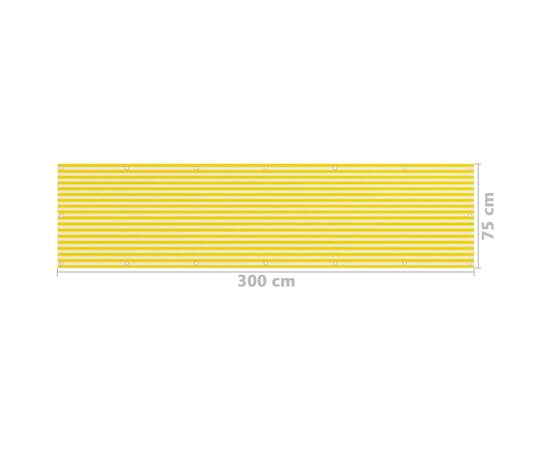 Paravan de balcon, galben și alb, 75x300 cm, hdpe, 5 image