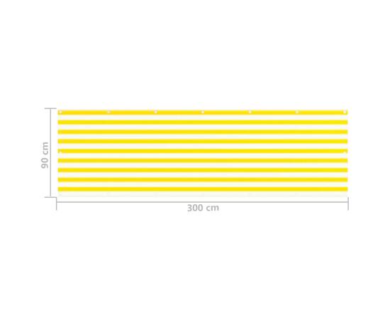 Paravan de balcon, galben și alb, 90x300 cm, hdpe, 5 image