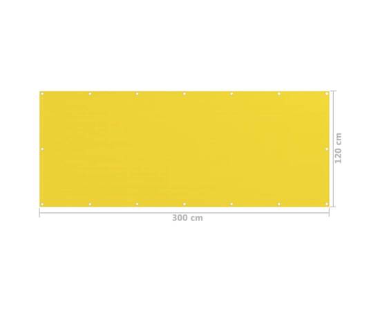 Paravan de balcon, galben, 120x300 cm, hdpe, 5 image