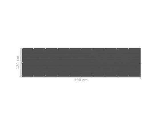 Paravan de balcon, negru, 120x500 cm, hdpe, 5 image