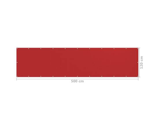 Paravan de balcon, roșu, 120x500 cm, hdpe, 5 image