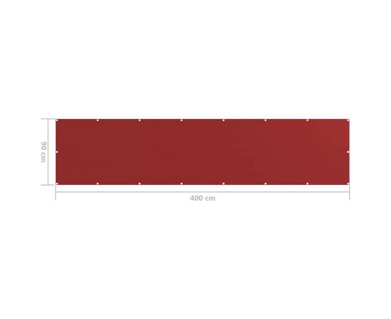 Paravan de balcon, roșu, 90 x 400 cm, hdpe, 5 image