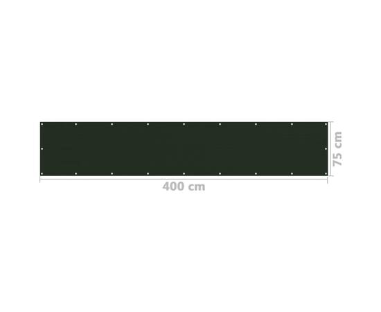 Paravan de balcon, verde închis, 75x400 cm, hdpe, 5 image