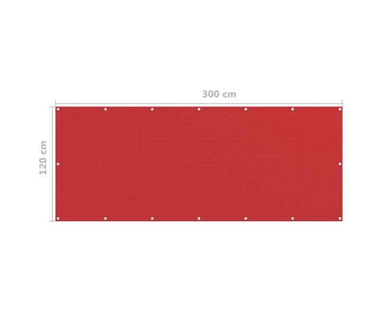 Paravan pentru balcon, roșu, 120 x 300 cm, hdpe, 5 image