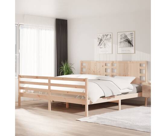 Cadru de pat, 200x200 cm, lemn masiv de pin