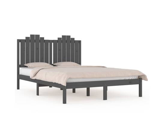 Cadru de pat, gri, 120x200 cm, lemn masiv de pin, 2 image