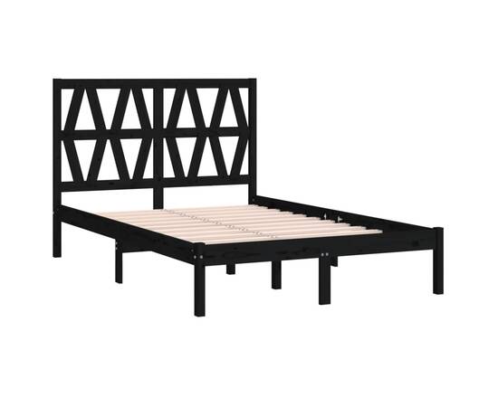 Cadru de pat, negru, 120x200 cm, lemn masiv de pin, 4 image