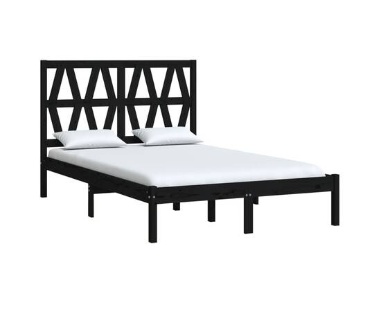 Cadru de pat, negru, 140x200 cm, lemn masiv de pin, 3 image