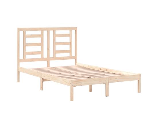 Cadru de pat mic dublu 4ft, 120x190 cm, lemn masiv, 4 image