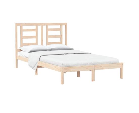 Cadru de pat mic dublu 4ft, 120x190 cm, lemn masiv, 3 image