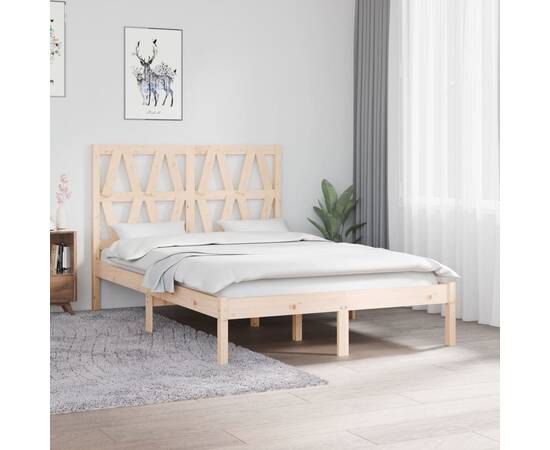 Cadru de pat small double 4ft, 120x190 cm, lemn masiv de pin