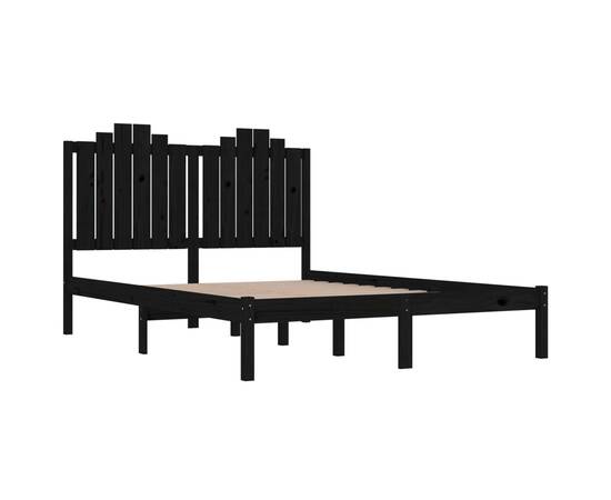 Cadru pat 5ft king size, negru, 150x200 cm, lemn masiv de pin, 4 image