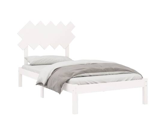 Cadru de pat, alb, 100x200 cm, lemn masiv, 3 image