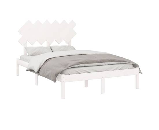 Cadru de pat, alb, 120x200 cm, lemn masiv, 3 image