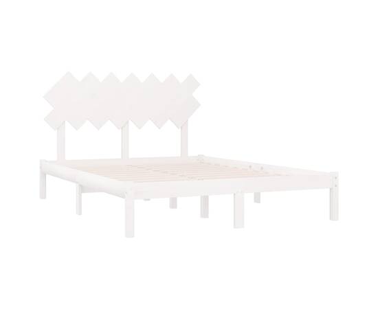 Cadru de pat, alb, 140x190 cm, lemn masiv, 4 image