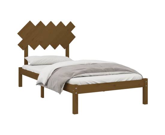 Cadru de pat, maro miere, 100x200 cm, lemn masiv, 3 image