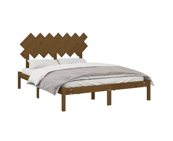 Cadru de pat, maro miere, 140x200 cm, lemn masiv, 3 image
