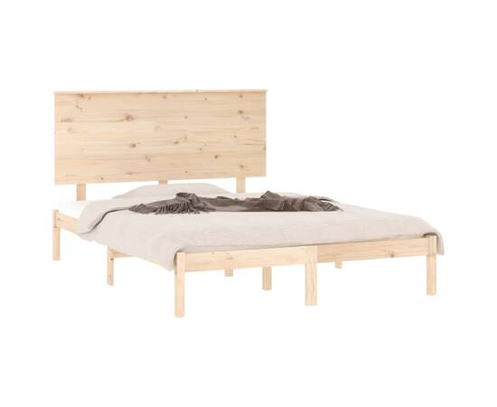 Cadru de pat double 4ft6, 135x190 cm, lemn masiv, 3 image