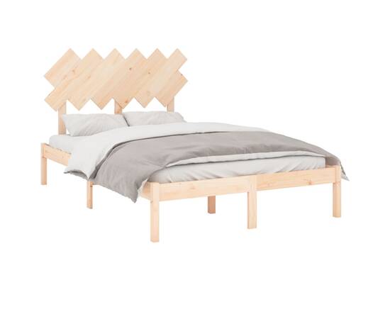 Cadru de pat small double 4ft, 120x190 cm, lemn masiv, 3 image