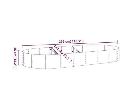 Jardinieră, argintiu, 296x140x36 cm, oțel vopsit electrostatic, 6 image