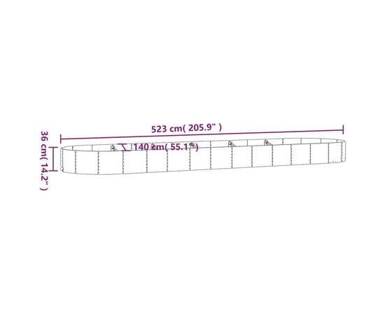 Jardinieră grădină gri 523x140x36 cm oțel vopsit electrostatic, 6 image