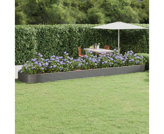 Jardinieră grădină gri 600x140x36 cm oțel vopsit electrostatic